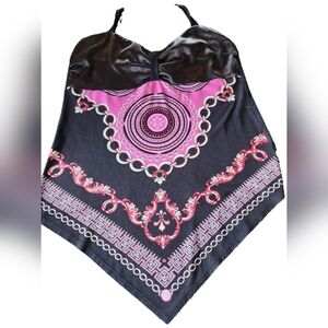 Venus satin handkerchief halter top with ties